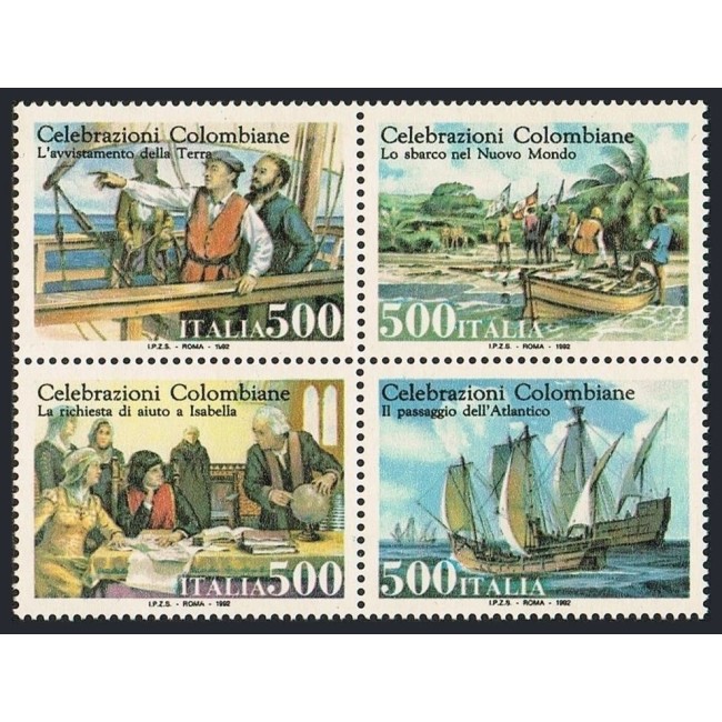Italia 1992 - Descoperirea Americii, Columb, vapoare, serie neuzata