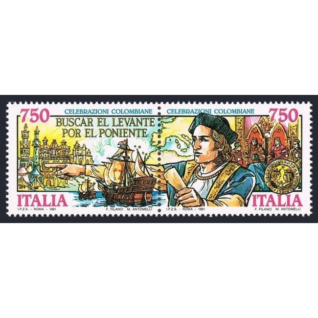 Italia 1991 - Descoperirea Americii, Columb, serie neuzata
