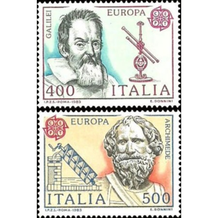 Italia 1983 - Europa, Archimede, Galilei, personalități, serie neuzata