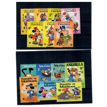 Lot timbre străine neuzate, tematica Disney, desene animate