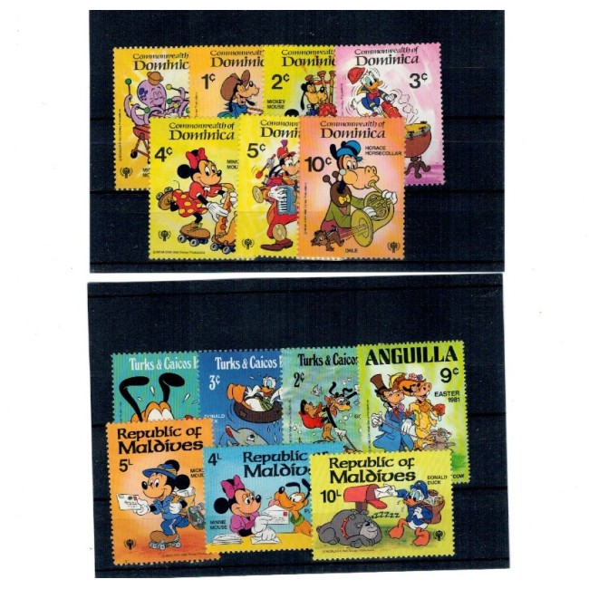 Lot timbre străine neuzate, tematica Disney, desene animate