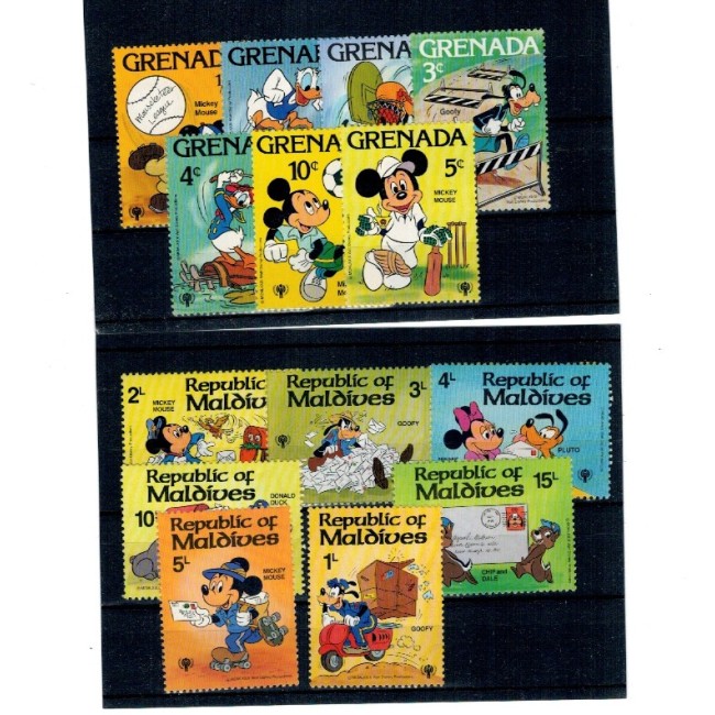 Lot timbre străine neuzate, tematica Disney, desene animate