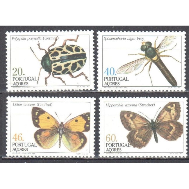 Portugal Azores 1985 - Insecte, fauna, serie neuzata