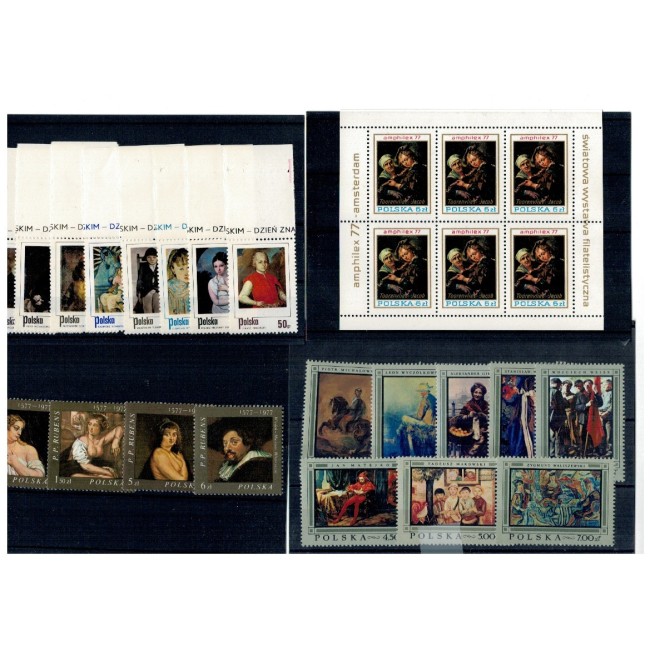 Polonia - Lot timbre neuzate, tematica pictura, arta