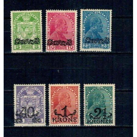 Liechtenstein 1920 - Uzuale, stema, Printul Johann II, supratipar, serie neștampilata cu șarniere