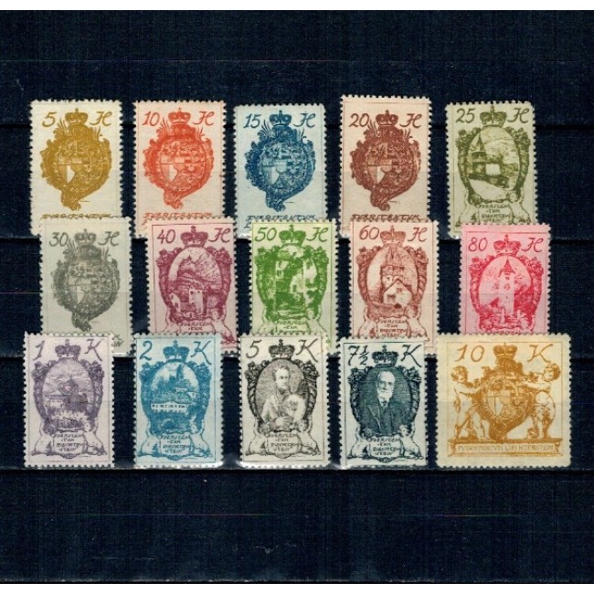 Liechtenstein 1920 - Uzuale, stema, clădiri, personalități, serie neuzata