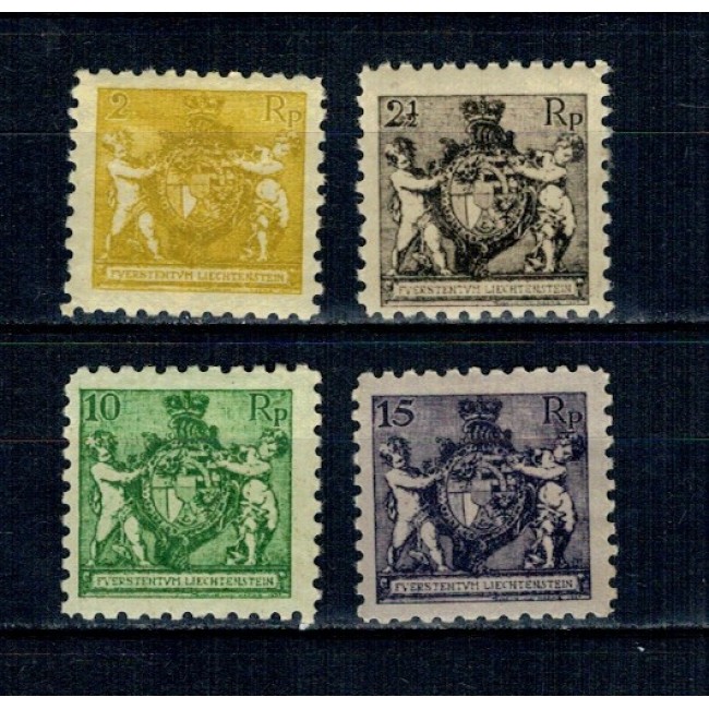 Liechtenstein 1921 - Uzuale, Stema cu Putti, perf. 9 1/2, neștampilate cu șarniere