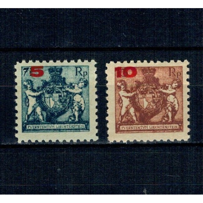 Liechtenstein 1924 - Uzuale stema, supratipar valori noi, serie nestampilata cu sarniere