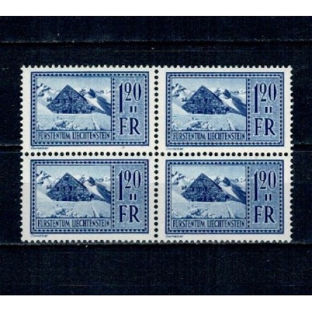 Liechtenstein 1934 - Uzual 1.20Fr, bloc de 4 neuzat