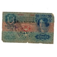 Austro-Ungaria 1913(1919) - 20 korona cu timbru si stampila Serbia, circulata