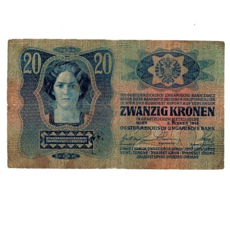 Austro-Ungaria 1913 - 20 korona, circulata
