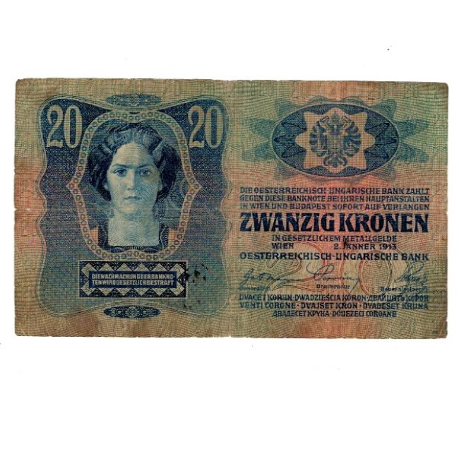 Austro-Ungaria 1913 - 20 korona, circulata