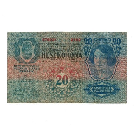 Austro-Ungaria 1913 - 20 kronen, stampila locala, circulata