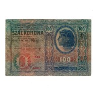 Austro-Ungaria 1912 - 100 korona, cu stampila locala, circulata