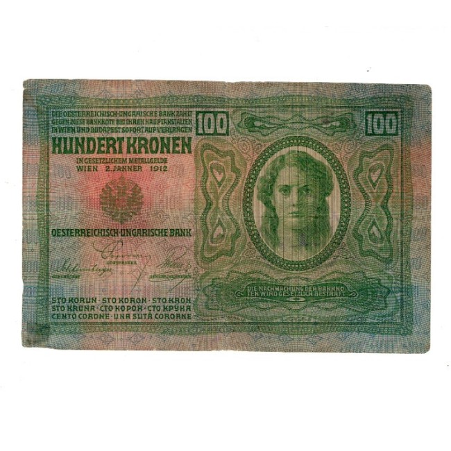 Austro-Ungaria 1912(1919) - 100 korona, stampila locala Ungaria, circulata
