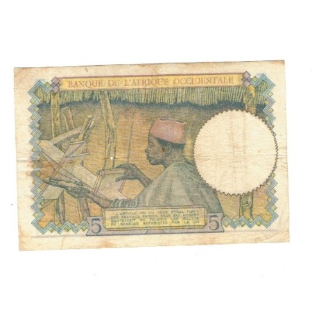 Africa Occidentala Franceza 1941 - 5 franci, circulat