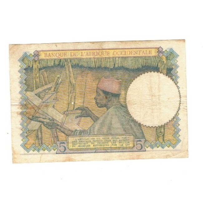 Africa Occidentala Franceza 1941 - 5 franci, circulat