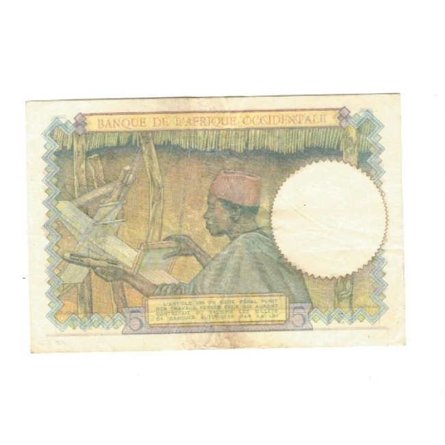 Africa Occidentala Franceza 1942 - 5 franci, circulat