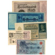 Germania 1908-1923 - Lot 5 bancnote, circulate