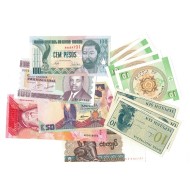 Lot bancnote străine necirculate, cu unele dubluri