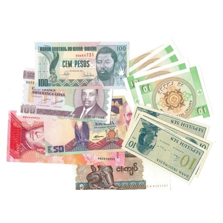 Lot bancnote străine necirculate, cu unele dubluri