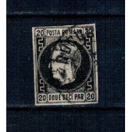 1867 - Carol I cu favoriți, 20 parale cu stampila București