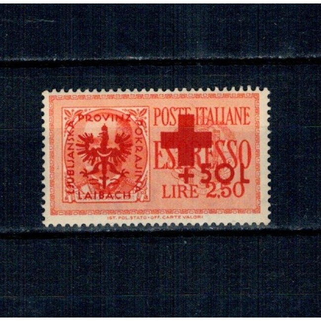 Ljubljana 1944, ocupatia germana - Crucea Rosie, supratipar pe Italia, Mi.No. 30 neuzat