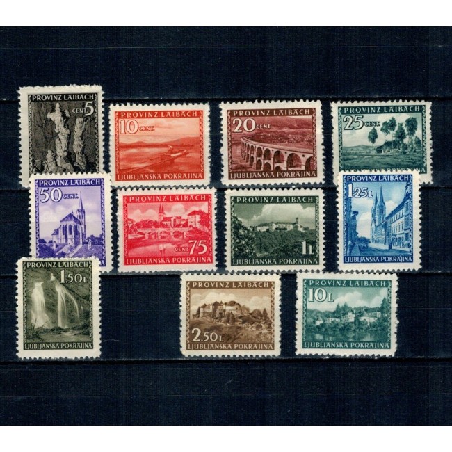 Ljubljana 1945, ocupația germana - Uzuale, vederi, serie neuzata incompleta