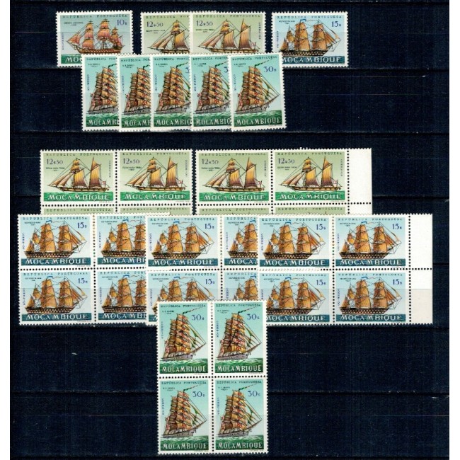 Mozambic 1963 - Vapori, valorile mari din serie, lot neuzat
