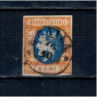 1869 - Carol I cu favoriți, 25 bani, stampila BRAILA