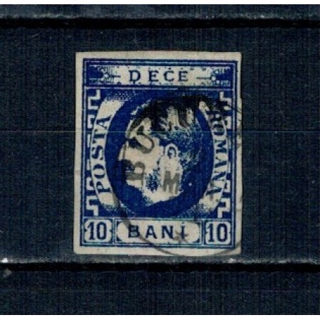 1869 - Carol I cu favoriți, 10bani, indigo, stampilat