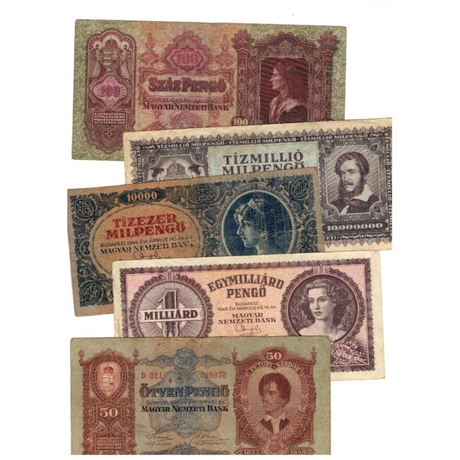Ungaria 1930-1946 - Lot 5 bancnote, circulate