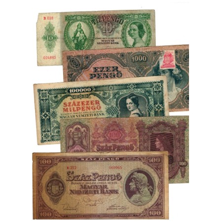 Ungaria 1930-1946 - Lot 5 bancnote circulate