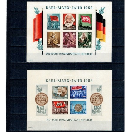 DDR 1953 - Karl Marx, colite nedantelate cu sarniere