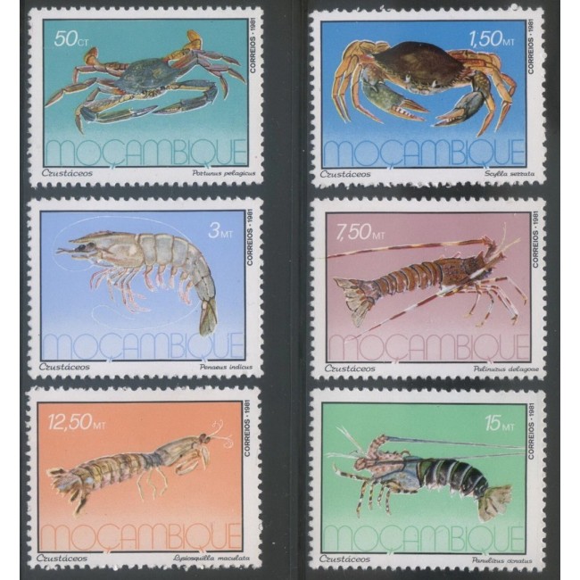 Mozambic 1981 - Fauna marina, crabi, serie neuzata