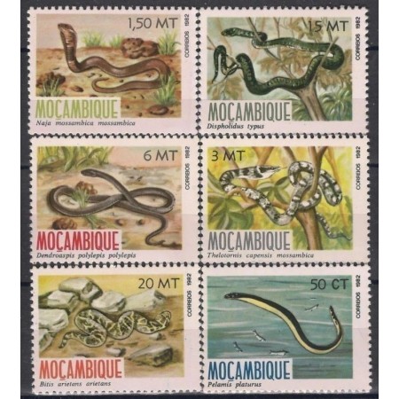 Mozambic 1982 - Șerpi, fauna, reptile, serie neuzata