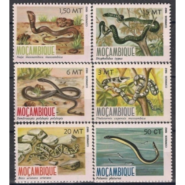Mozambic 1982 - Șerpi, fauna, reptile, serie neuzata