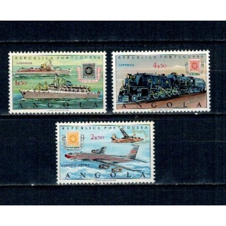 Angola 1970 - Centenarul mărcilor poștale angoleze, vapor, avion, tren, serie neuzata