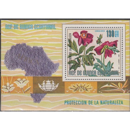 Guinea Ecuatoriala 1976 - Flori din Africa, colita neuzata