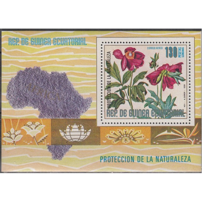 Guinea Ecuatoriala 1976 - Flori din Africa, colita neuzata