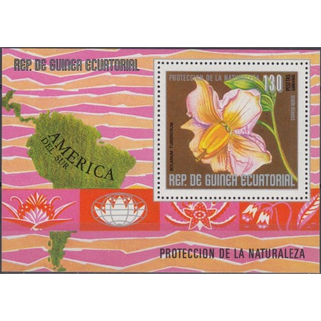 Guinea Ecuatoriala 1976 - Flori din America de Sud, colita neuzata