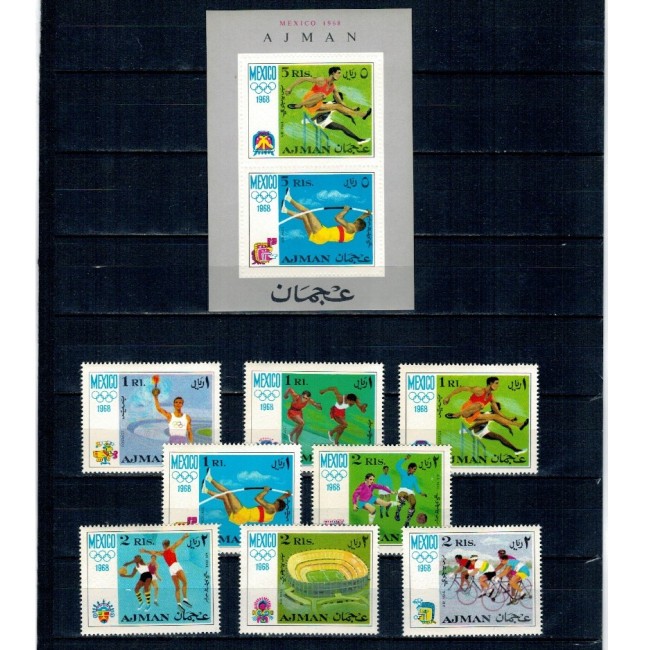 Ajman 1968 - Jocurile Olimpice, sport, serie si colita neuzata