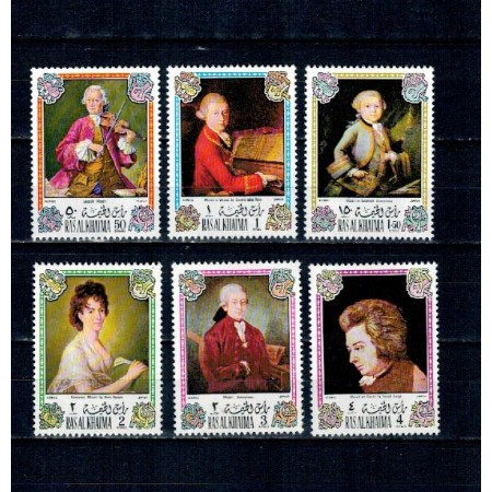 Ras Al Khaima 1972 - Mozart, picturi, arta, muzica, serie neuzata