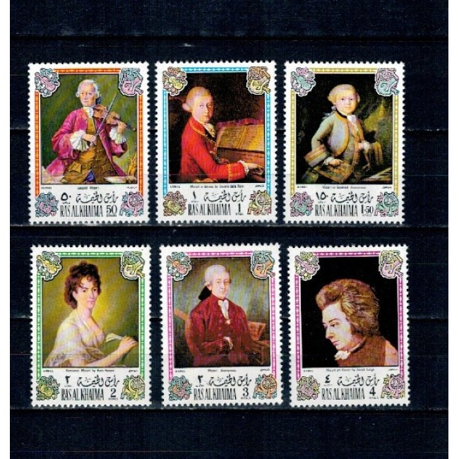 Ras Al Khaima 1972 - Mozart, picturi, arta, muzica, serie neuzata