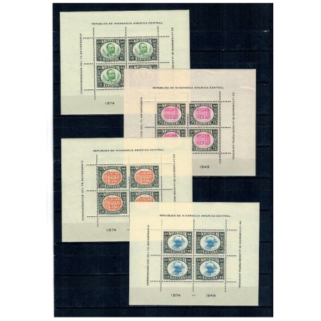 Nicaragua 1950 - Aniversare UPU, 4 blocuri neuzate