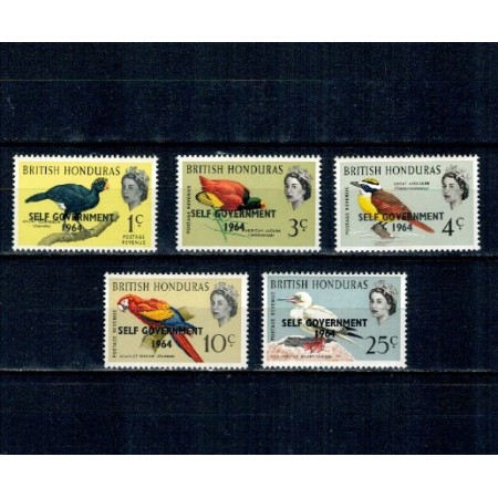 British Honduras 1964 - Păsări, supratipar Self Government, serie neuzata