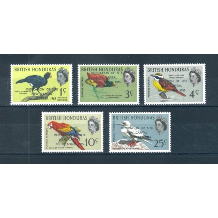 British Honduras 1966 - Păsări, supratipar noua capitala, serie neuzata
