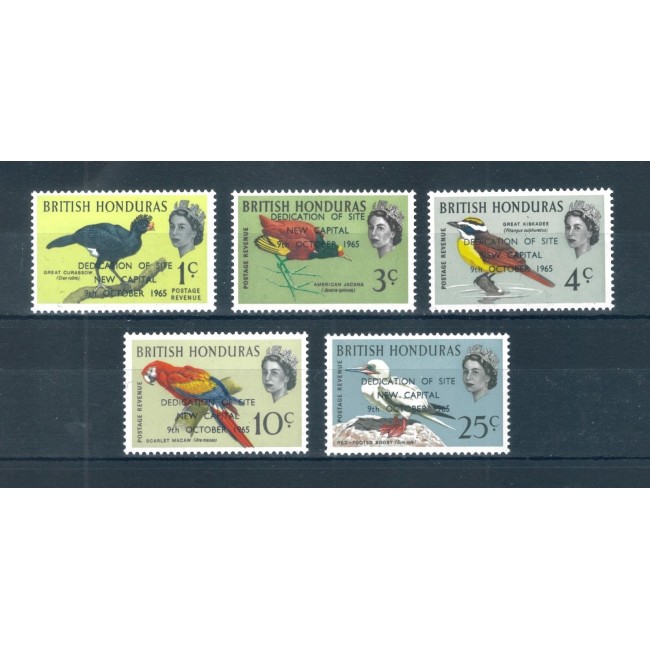 British Honduras 1966 - Păsări, supratipar noua capitala, serie neuzata