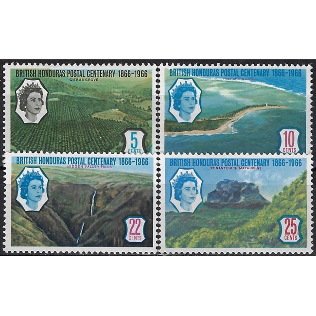 British Honduras 1966 - Centenarul timbrelor din British Honduras, vederi, serie neuzata