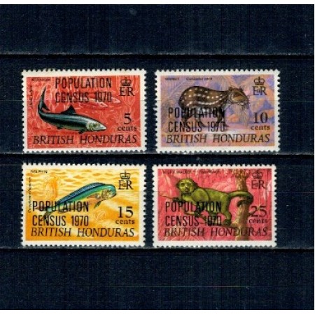 British Honduras 1970 - Recensământul, supratipar pe fauna, serie neuzata